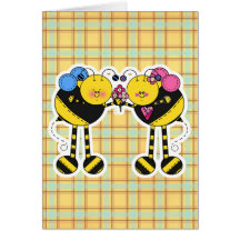 Niedliche Hummel-Bienen-Paare mit Blumen Karten