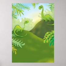 niedliche kleine Dinosaurierlandszene Plakat