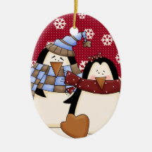 Niedliche kleine Penguin-Paare Weihnachtsornament