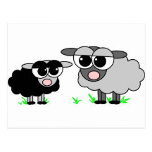 Niedliche kleine schwarze Schafe und BigGray Schaf Postkarte
