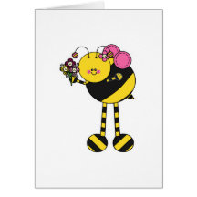 Niedliche Mädchen-Hummel-Biene Grußkarten