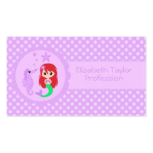 Niedliche Meerjungfrau in Lila Visitenkarten Vorlagen