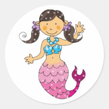 Niedliche Meerjungfrau Runde Sticker