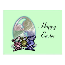 Niedliche Osterhasen und Eier Postkarte