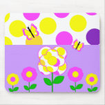 Niedliche Polka-Punkt-Blumen Mousepad
