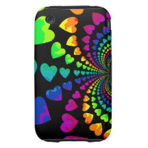 Niedliche retro Regenbogenherzen Tough iPhone 3 Etuis