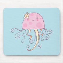 Niedliche rosa blaue Cartoon-Quallen Mauspad