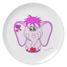 Niedliche rosa Elefantglückliche Pinkie-Platte Flache Teller