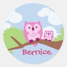 Niedliche rosa Eulen-Mamma und Baby Sticker