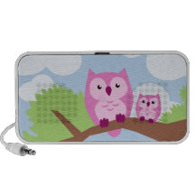 Niedliche rosa Eulen-Mamma und Babyportable-Lautsp