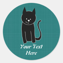 Niedliche schwarze Katze Runder Sticker