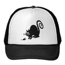 Niedliche schwarze Katze und kleine Maus Baseball Kappe
