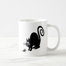Niedliche schwarze Katze und kleine Maus Teetassen