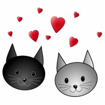 Niedliche schwarze und graue Katzen, mit Herzen Acrylausschnitt