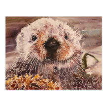 Niedliche Seeotter-Postkarte