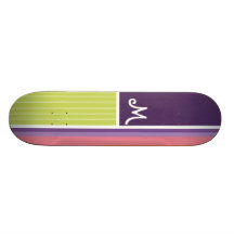 Niedliche Streifen; Lila u. grün Individuelle Skateboarddecks