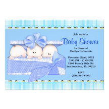 NIEDLICHE süße blaue Dreiergruppe-Baby-Dusche Einladung