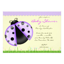 NIEDLICHE süße lila Baby-Dusche Damen-Bug Individuelle Ankündigungskarte