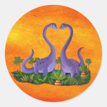 Niedliche und romantische Dinosaurier Runde Sticker