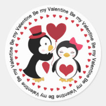 Niedliche Valentine Penquin Paare Aufkleber