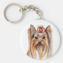 Niedliche Yorkshire-Terrier-Welpen-Hundegemalte Sc Schlüsselband