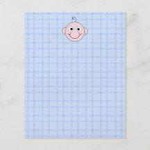 Niedlicher Baby-Junge. Blauer Karo-Hintergrund Flyerbedruckung