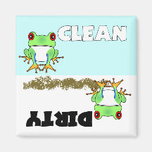 Niedlicher Baum-Frosch-sauberer/schmutziger Spülma Kühlschrankmagnet
