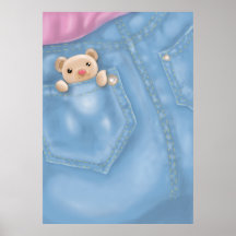 niedlicher Baumwollstofftasche Teddybär Poster