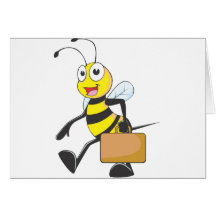 Niedlicher Bienen-Cartoon tragen Attache gehen, Bü Karte