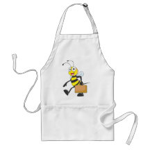 Niedlicher Bienen-Cartoon tragen Attache gehen, Bü Schürzen