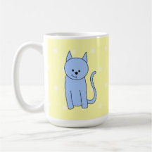 Niedlicher blaue Katzen-Cartoon Kaffee Haferl
