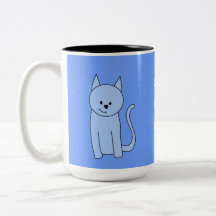 Niedlicher blaue Katzen-Cartoon Tee Tassen