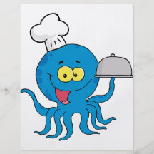 niedlicher blauer Kraken-Koch mit Umhüllungsservie Bedruckte Flyer