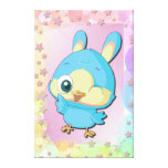 Niedlicher blauer Vogel-lustige Cartoon-Charakter- Gespannter Galeriedruck