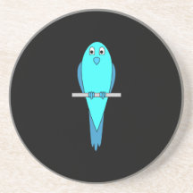 Niedlicher blauer Vogel. Parakeet. Schwarzes Getränke Untersetzer