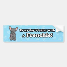 Niedlicher Cartoon-französische Bulldoggen-Stoßauf Auto Sticker