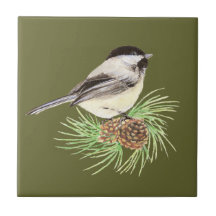 Niedlicher Chickadee-Vogel, Natur, wild lebende Ti Fliesen