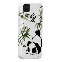 Niedlicher chinesischer "Liebe-" Panda mit Bambuss iPhone 4 Cover