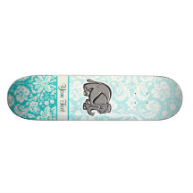 Niedlicher Elefant; aquamarin Individuelles Skateboard