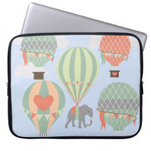 Niedlicher Elefant, der das Heißluft-Ballon-Steige Computer Sleeve Schutzhüllen
