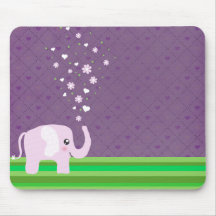 Niedlicher Elefant in girly rosa u. lila Mauspads