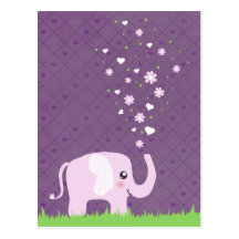 Niedlicher Elefant in girly rosa u. lila Postkarten