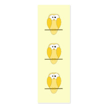 Niedlicher Eulen-Cartoon. Gelb Visitenkarten Vorlagen
