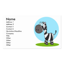 niedlicher glücklicher Cartoon Zebra Visitenkartenvorlagen