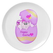 Niedlicher glücklicher Pinkie-glückliche Ostern-Pl Party Teller