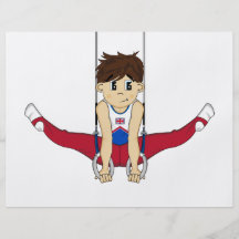 Niedlicher Gymnast auf Ring-Flyer
