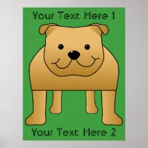 Niedlicher HundeCartoon. Rote Bulldogge Plakatdrucke