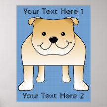 Niedlicher Kitz-Bulldoggen-Cartoon Plakat