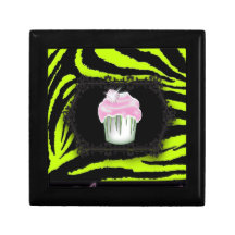 Niedlicher Limoner grüner Zebra-Druck-Kuchen-Gesch Erinnerungskisten
