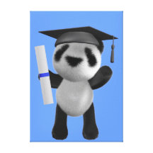 Niedlicher Panda-Absolvent des Baby-3d (editable) Gespannte Galeriedrucke